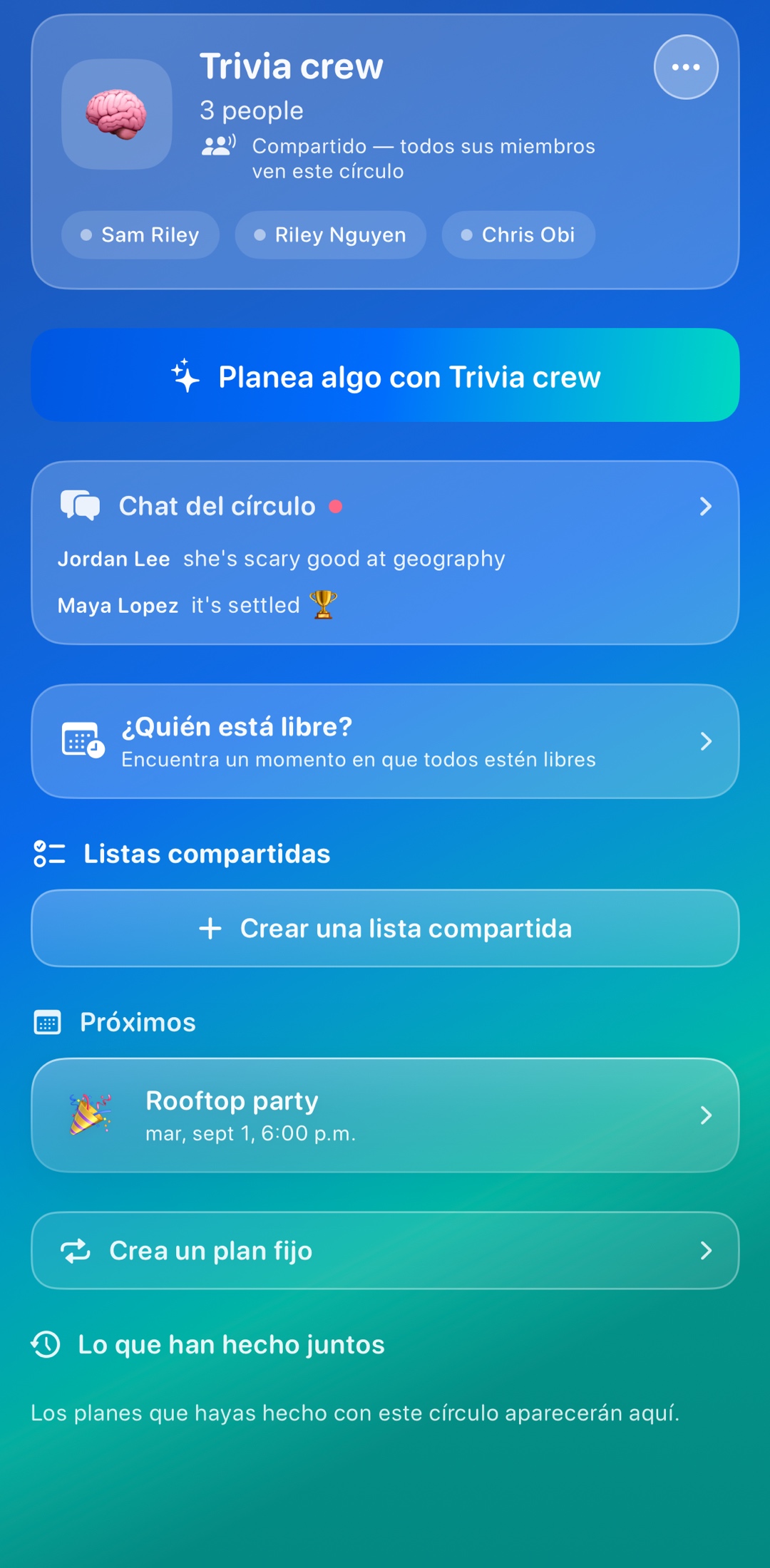 El grupo con el que planeas, en un solo lugar